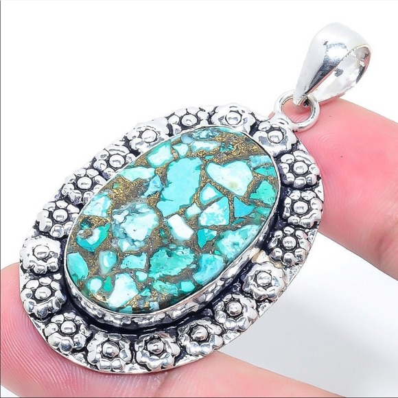 Cooper turquoise pendant - Picture 2 of 5